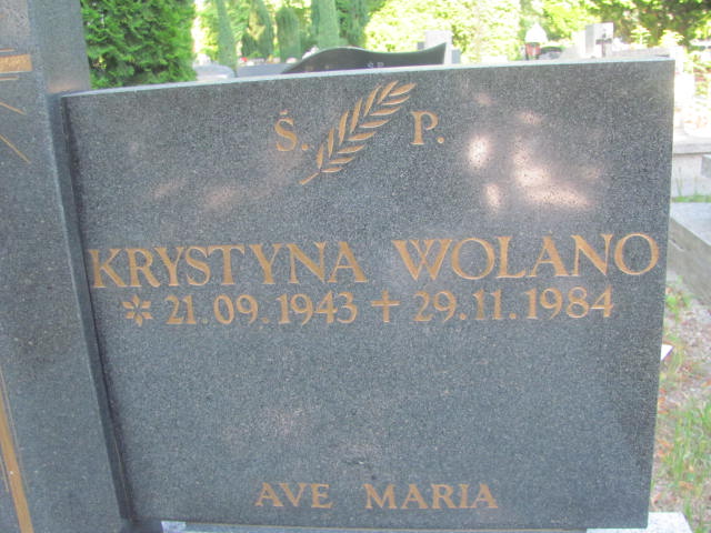 Krystyna Wolano 1943 Świdnica - Grobonet - Wyszukiwarka osób pochowanych