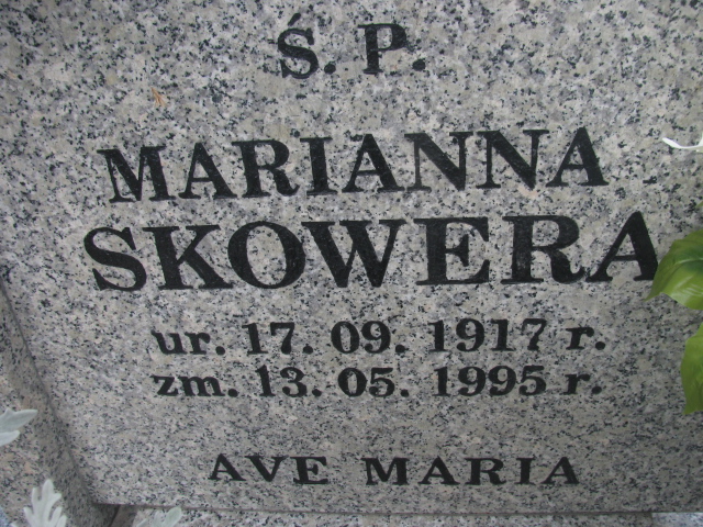 Marianna Skowera 1917 Świdnica - Grobonet - Wyszukiwarka osób pochowanych