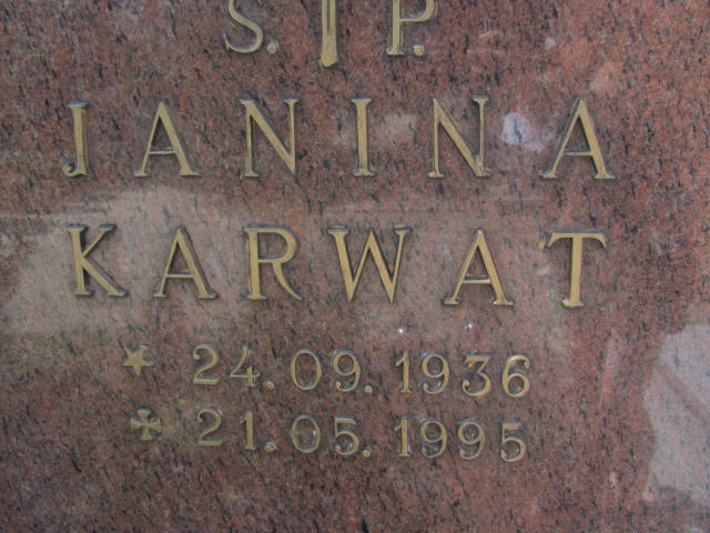 Janina Karwat  1936 Świdnica - Grobonet - Wyszukiwarka osób pochowanych